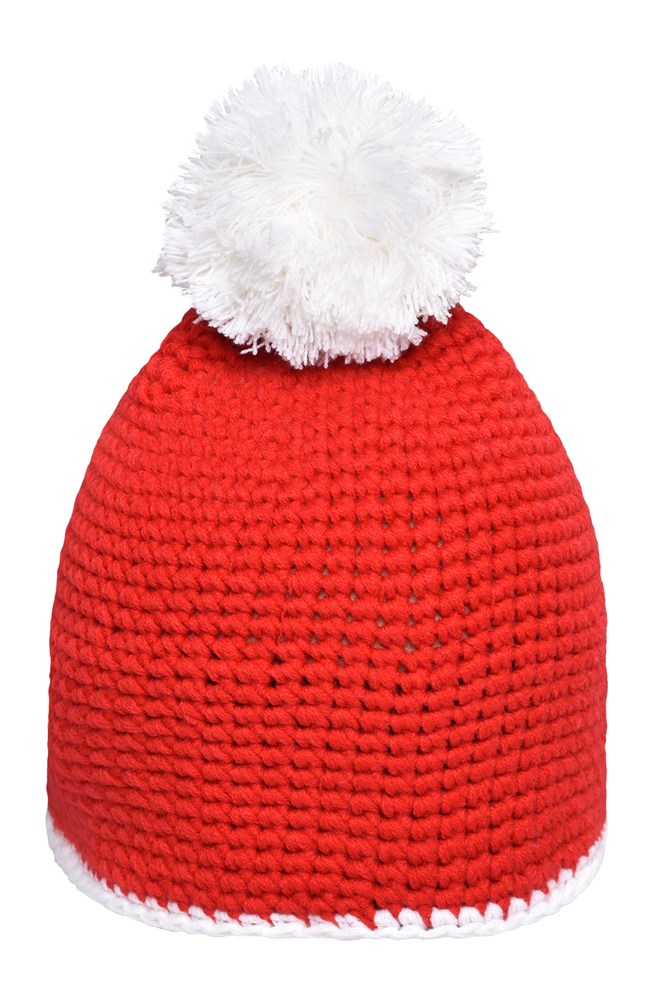 Pompon Hat with Contrast Stripe