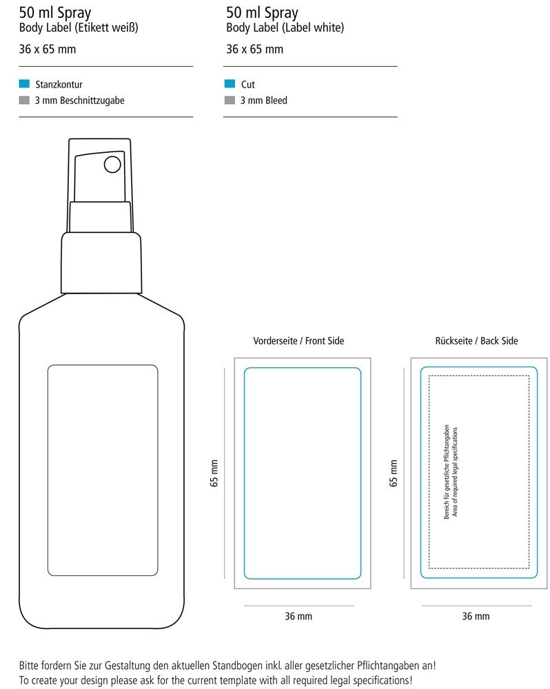 Sonnenschutzspray, (LSF 50) 50 ml, Body Label (R-PET)