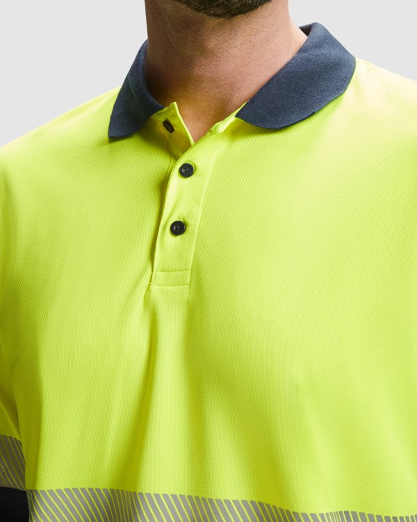 VEGA LONG SLEEVE POLO SHIRT S/XXL NAVY BLUE/FLUOR YELLOW