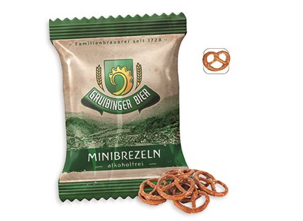 Mini Salzbrezeln Werbetüte 10 g  ,  Inhalt:  Mini Salzbrezeln