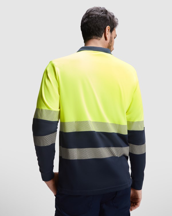 VEGA LONG SLEEVE POLO SHIRT S/XXL NAVY BLUE/FLUOR YELLOW