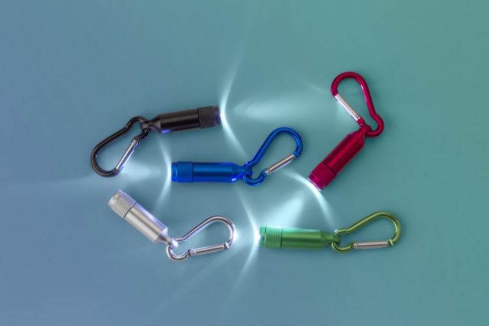 Mini-Taschenlampe aus Aluminium mit Karabiner Tracy