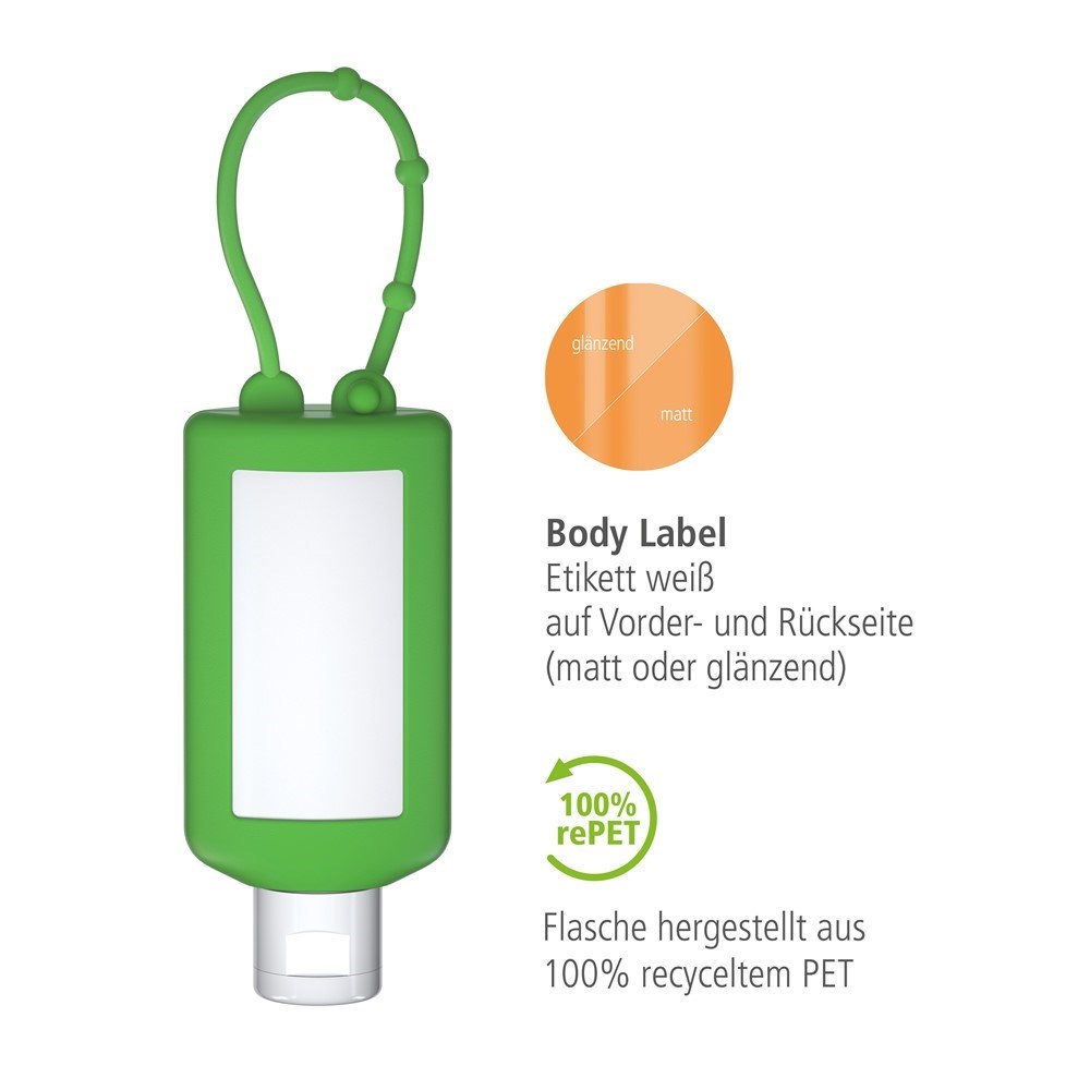 Sonnenmilch LSF 30, 50 ml Bumper grün, Body Label (R-PET)