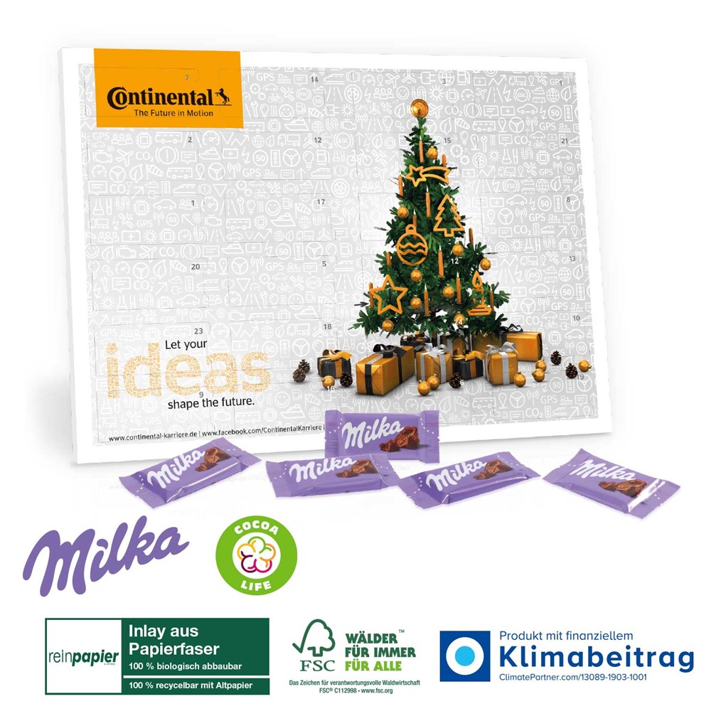 Tisch-Adventskalender Organic mit Milka Schokolade