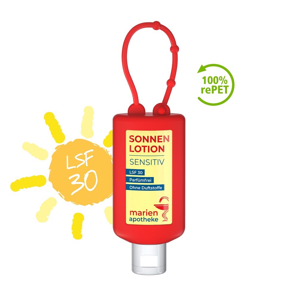 Sonnenmilch LSF 30 (sens.), 50 ml Bumper (rot), Body Label (R-PET)