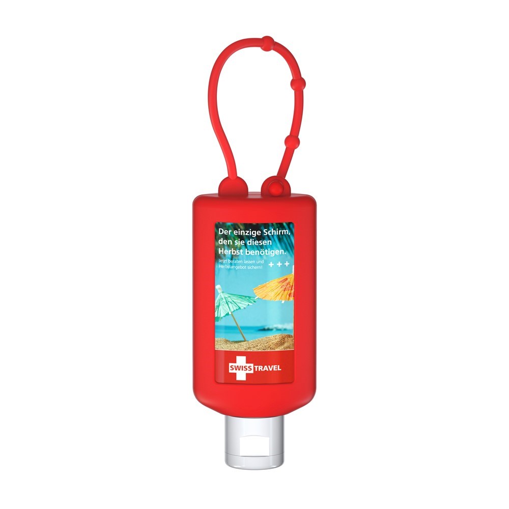 Sonnenmilch LSF 30 (sens.), 50 ml Bumper (rot), Body Label (R-PET)