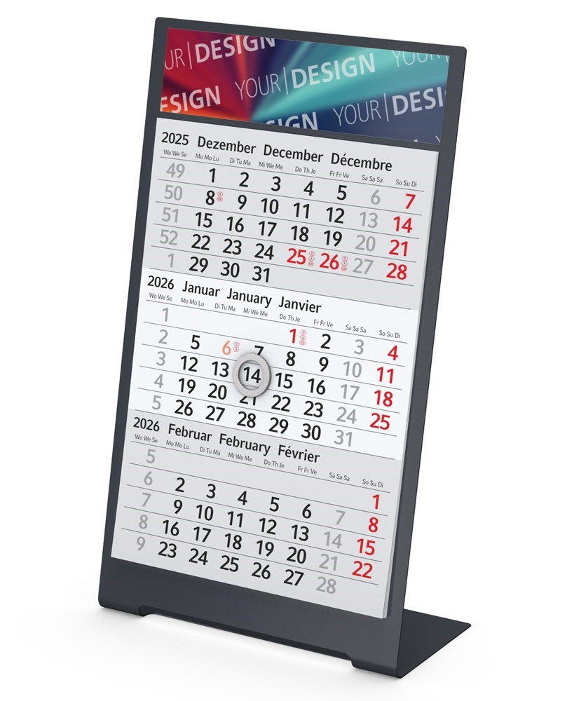 Tischkalender Desktop 3 Color Bestseller, 2 Jahre, anthrazit