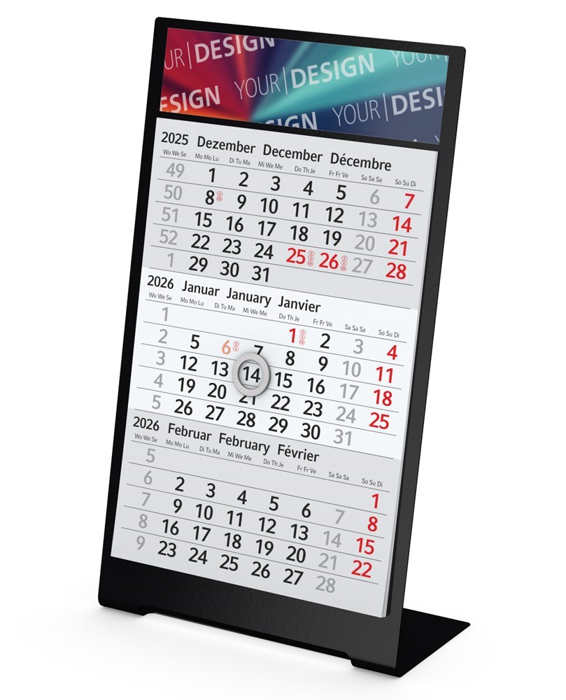 Tischkalender Desktop 3 Color Bestseller, 2 Jahre, schwarz