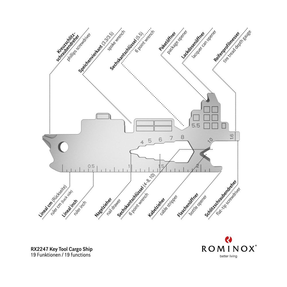 ROMINOX® Key Tool // Cargo Ship - 19 functions (Containerschiff)