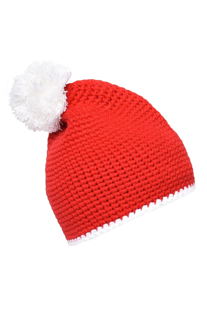 Pompon Hat with Contrast Stripe