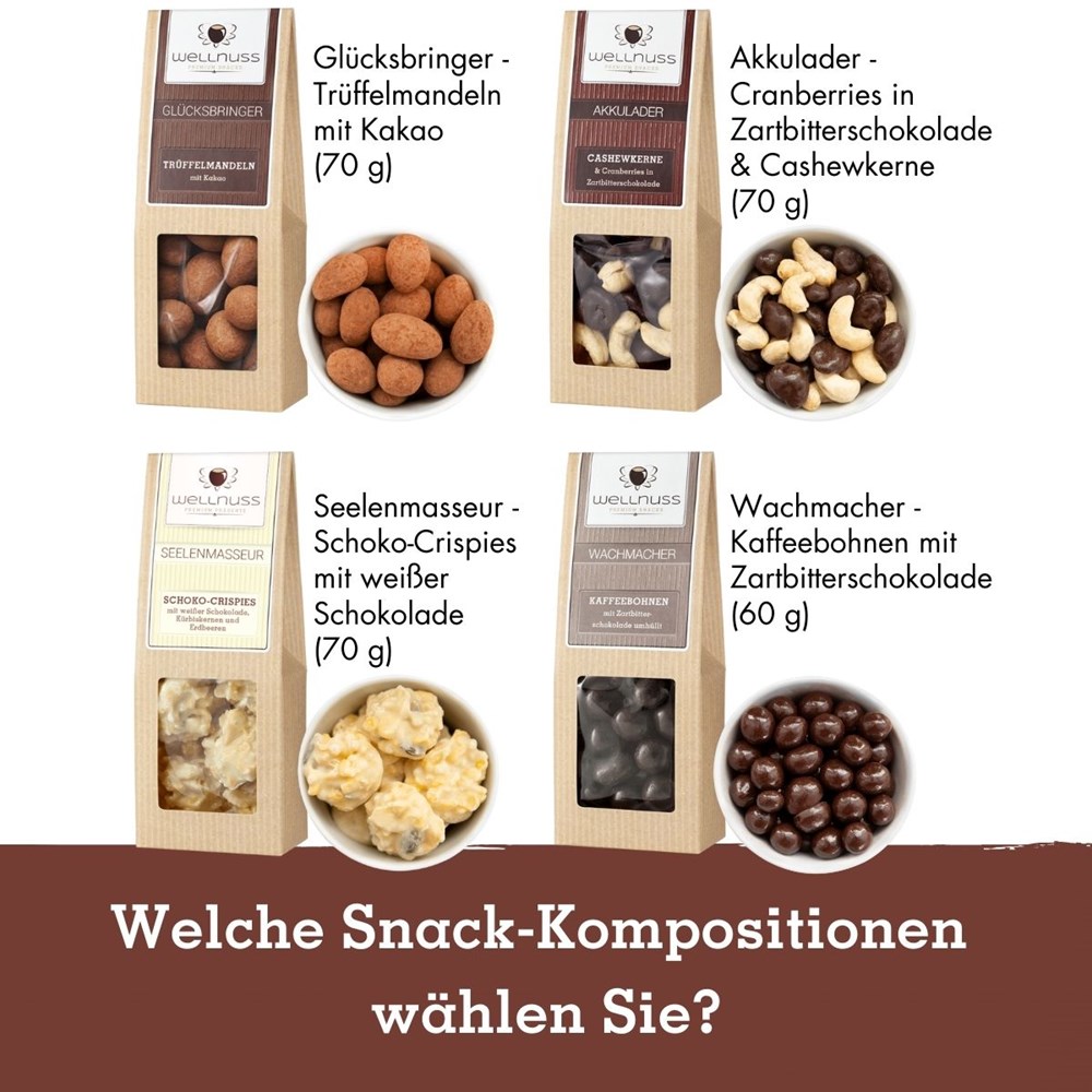 8 Premium Snacks in der Birkenholzbox