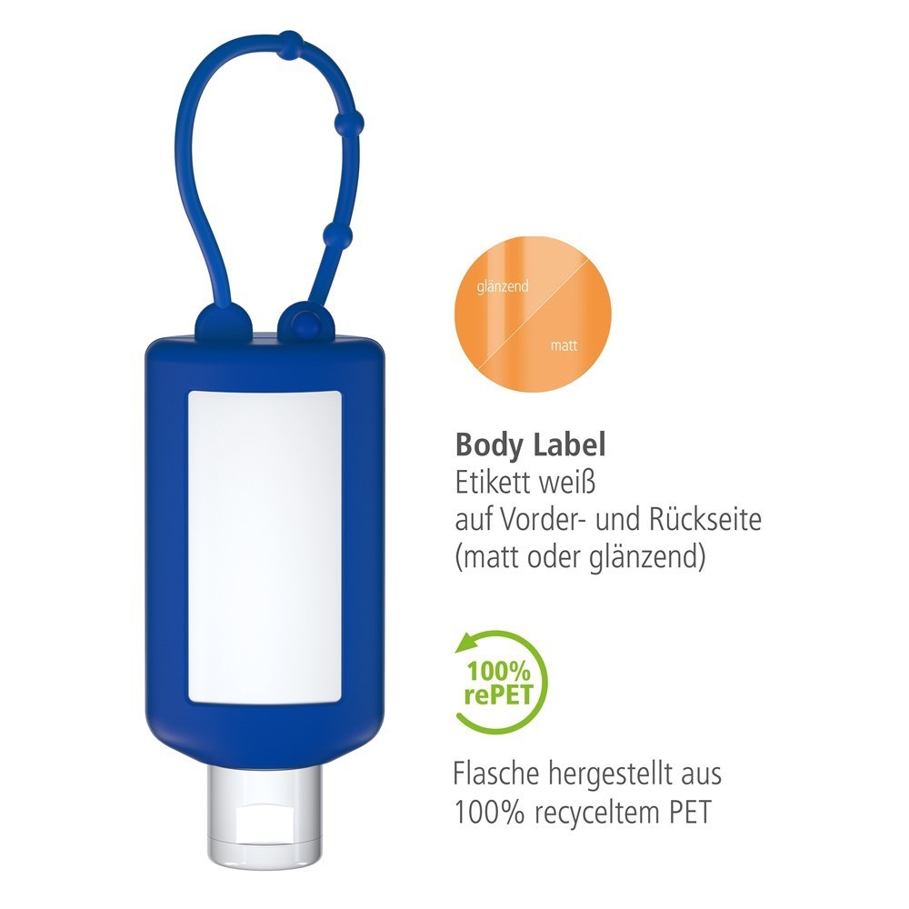 Sonnenmilch LSF 30 (sens.), 50 ml Bumper (blau), Body Label (R-PET)