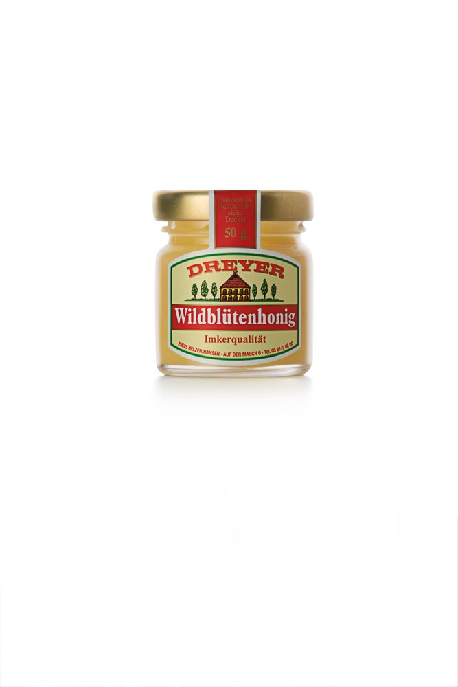 Bienenhonig von DREYER Wildblütenhonig im 50 g Gläschen