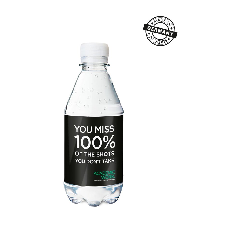 330 ml PromoWater - Mineralwasser, mit Kohlensäure, Hergestellt in Deutschland - Eco Papier-Etikett