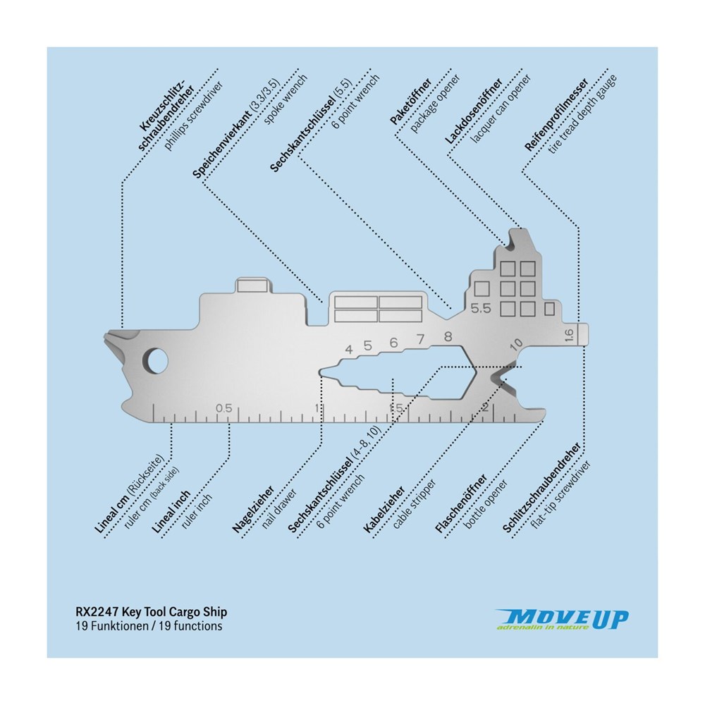 ROMINOX® Key Tool // Cargo Ship - 19 functions (Containerschiff)