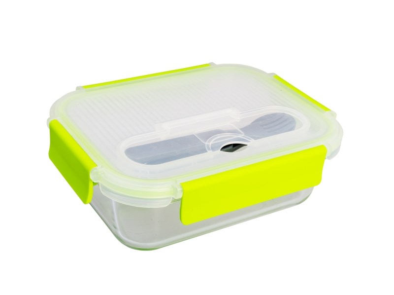 Lunchbox mit Löffel und Gabel, aus Tempered Glass